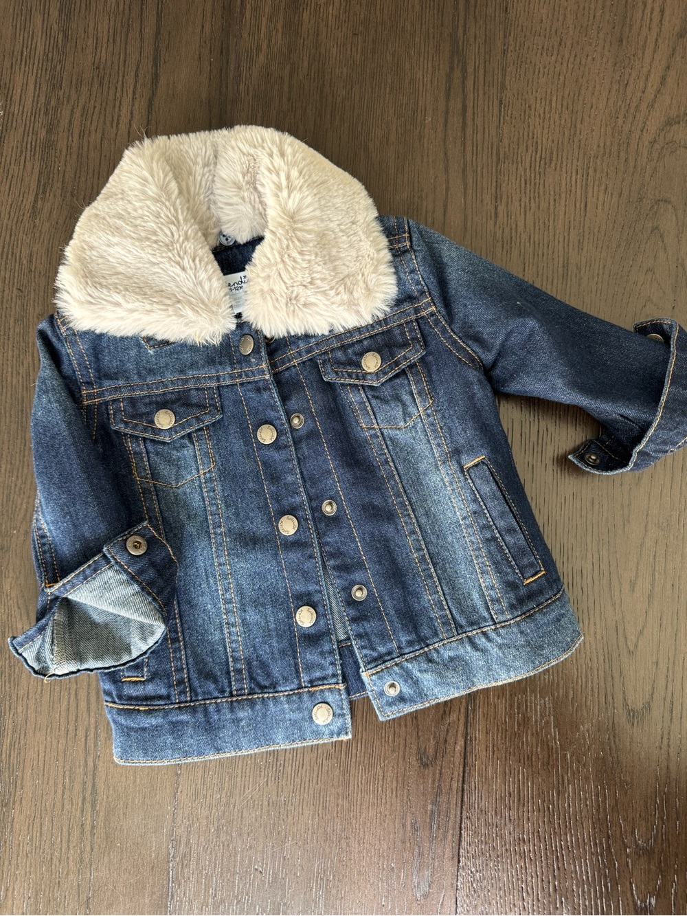 Splendid Baby Girl Denim Jacket with Faux Fur Collar